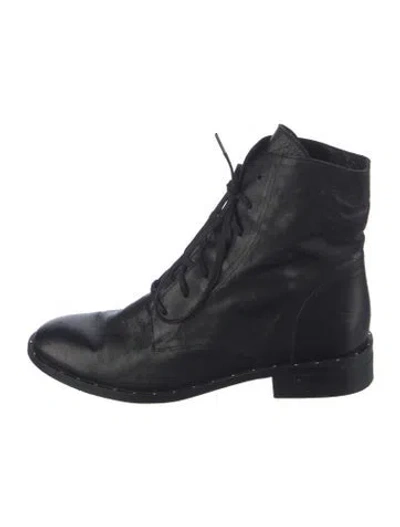 Pre-owned Freda Salvador Leather Lace-up Boots In Black