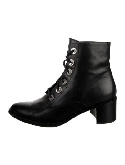 Pre-owned Freda Salvador Leather Lace-up Boots In Black