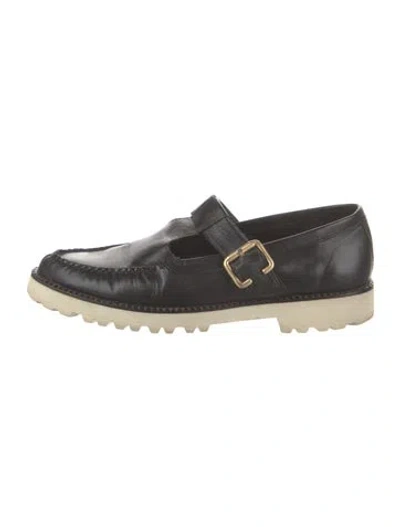 Pre-owned Freda Salvador Leather Mary Jane Flats In Black
