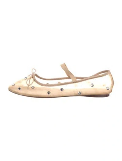 Pre-owned Freda Salvador Leather Mary Jane Flats In Neutral