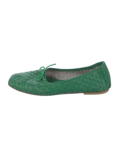 Pre-owned Freda Salvador Leather Patterned Ballet Flats In Green