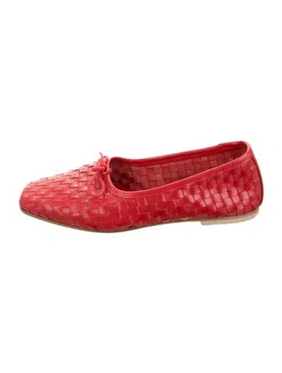 Pre-owned Freda Salvador Leather Patterned Ballet Flats In Red
