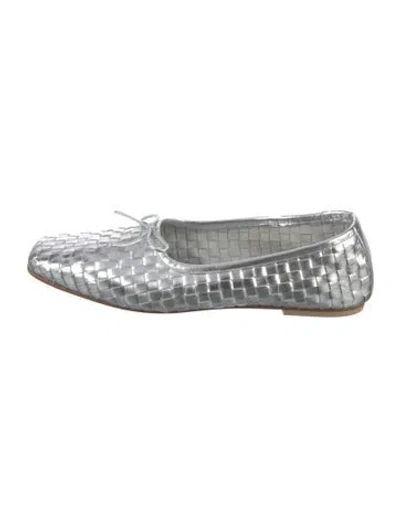 Pre-owned Freda Salvador Leather Patterned Ballet Flats In Silver