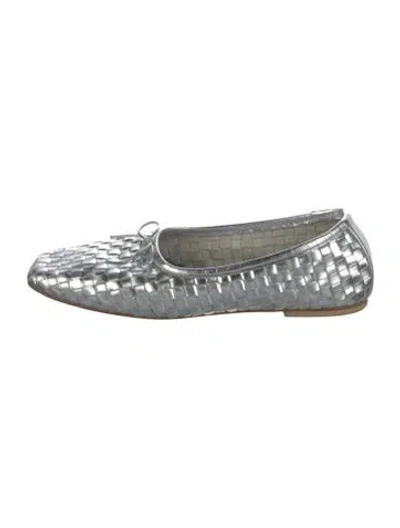 Pre-owned Freda Salvador Leather Patterned Ballet Flats In Silver