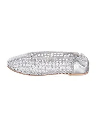 Pre-owned Freda Salvador Leather Patterned Ballet Flats In Silver
