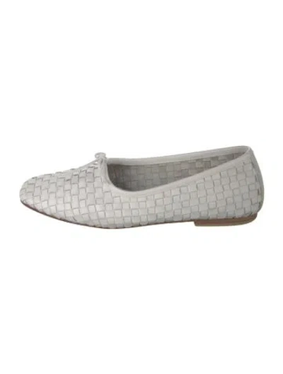 Pre-owned Freda Salvador Leather Patterned Ballet Flats In White