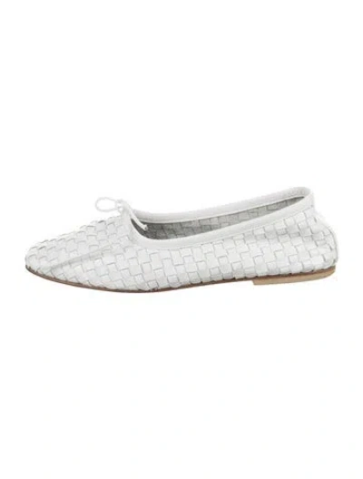 Pre-owned Freda Salvador Leather Patterned Ballet Flats In White