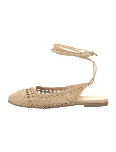 Pre-owned Freda Salvador Leather Patterned Flats In Neutrals