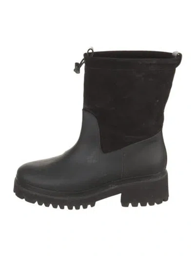 Pre-owned Freda Salvador Leather Rain Boots In Black