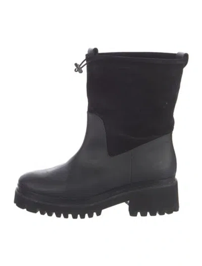 Pre-owned Freda Salvador Leather Rain Boots In Black