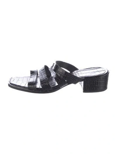 Pre-owned Freda Salvador Leather Slides In Black