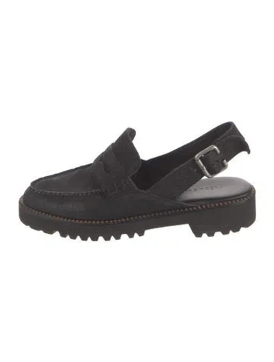 Pre-owned Freda Salvador Leather Slingback Flats In Black