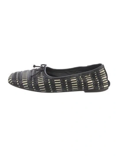 Pre-owned Freda Salvador Leather Striped Ballet Flats In Blue