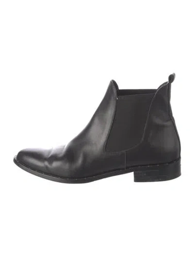 Pre-owned Freda Salvador Leather Studded Accents Chelsea Boots In Black