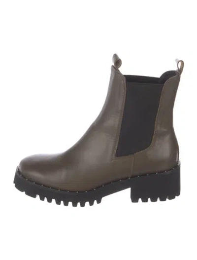 Pre-owned Freda Salvador Leather Studded Accents Chelsea Boots In Black/brown
