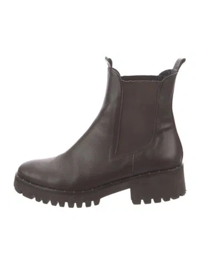 Pre-owned Freda Salvador Leather Studded Accents Chelsea Boots In Brown