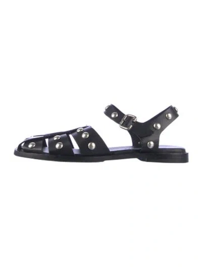 Pre-owned Freda Salvador Leather Studded Accents Flats In Blue