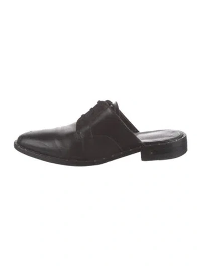 Pre-owned Freda Salvador Leather Studded Accents Mules In Black