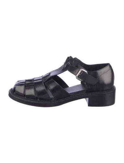 Pre-owned Freda Salvador Leather T-strap Sandals In Blue