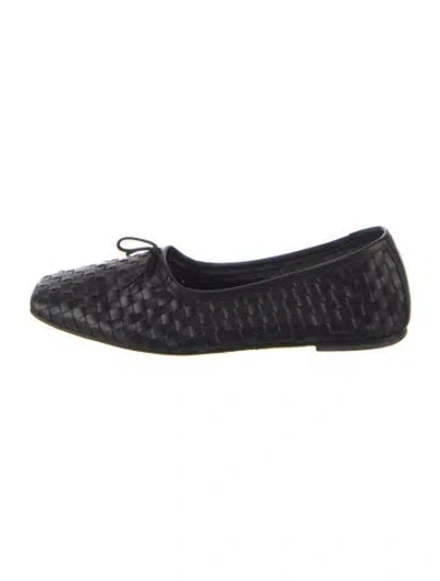 Pre-owned Freda Salvador Leather Tweed Pattern Ballet Flats In Blue