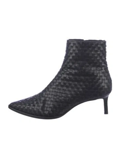 Pre-owned Freda Salvador Leather Tweed Pattern Boots In Multicolor
