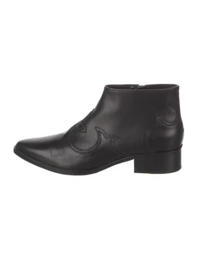 Pre-owned Freda Salvador Leather Western Boots In Black