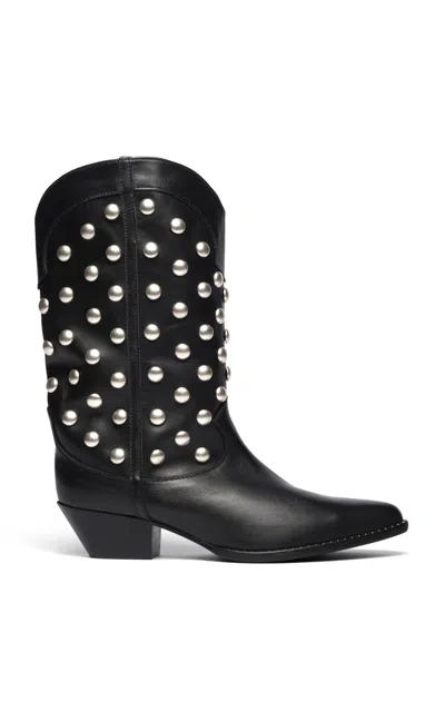 Freda Salvador Loretta Studded Leather Western Boots In Black