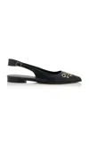 Freda Salvador Marie Grommet Leather Slingback Flats In Black