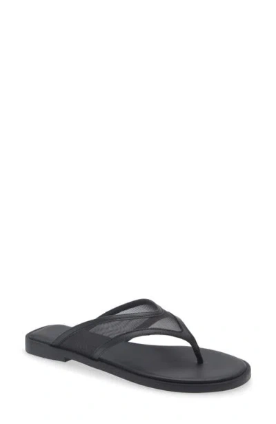 Freda Salvador Halle Flip Flops Black Mesh
