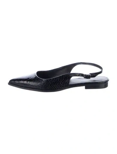 Pre-owned Freda Salvador Patent Leather Animal Print Slingback Flats In Black