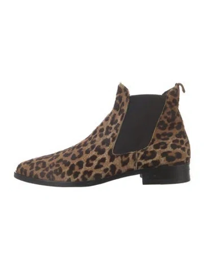 Pre-owned Freda Salvador Ponyhair Animal Print Chelsea Boots In Neutrals