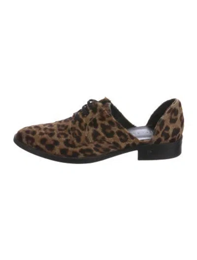 Pre-owned Freda Salvador Ponyhair Animal Print D'orsay Flats In Brown