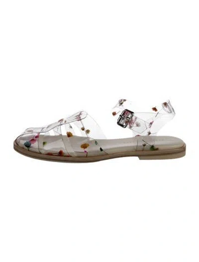 Pre-owned Freda Salvador Pvc Floral Print Gladiator Sandals In Silver