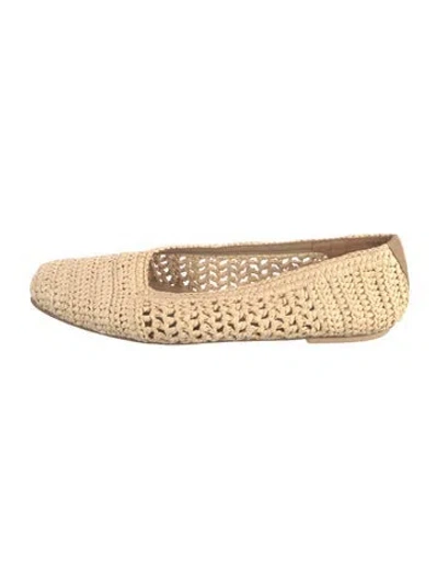 Pre-owned Freda Salvador Raffia Patterned Flats In Neutrals