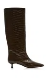 Freda Salvador Robyn Croc-effect Leather Knee Boots In Brown