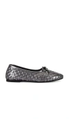 Freda Salvador Women's Roma Round Toe Ballet Flat In Grey In Gunmetal Closed Woven Calf