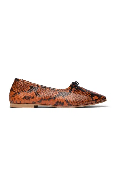 Freda Salvador Roma Python-effect Leather Ballet Flats In Print