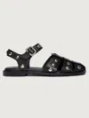Freda Salvador Sera In Black Calf With Gold Studs
