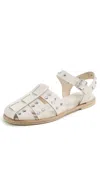 Freda Salvador Sera Fisherman Sandals Bone Calf With Crystal Gems In Bone Calf With Crystal Gems