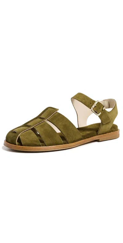 Freda Salvador Sera Sandals Olive Suede In Green
