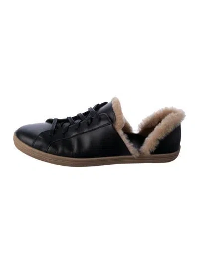 Pre-owned Freda Salvador Shearling Fur Trim Sneakers In Black