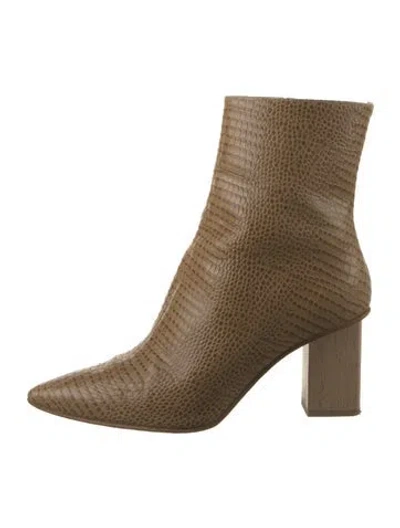 Pre-owned Freda Salvador Snakeskin Animal Print Boots In Neutrals