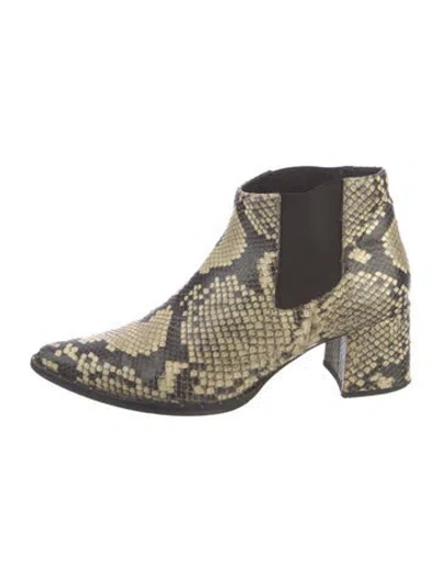 Pre-owned Freda Salvador Snakeskin Animal Print Chelsea Boots In Neutral