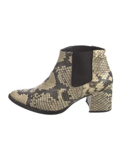 Pre-owned Freda Salvador Snakeskin Animal Print Chelsea Boots In Neutrals