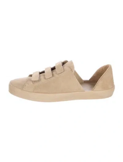 Pre-owned Freda Salvador Suede D'orsay Flats In Neutral