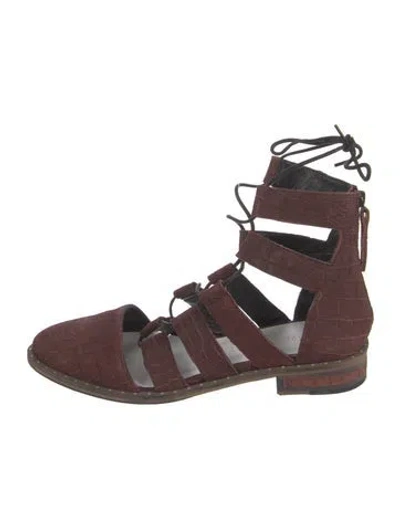 Pre-owned Freda Salvador Suede Gladiator Sandals In Brown