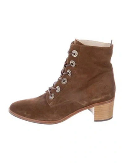 Pre-owned Freda Salvador Suede Lace-up Boots In Brown