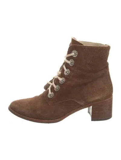 Pre-owned Freda Salvador Suede Lace-up Boots In Brown