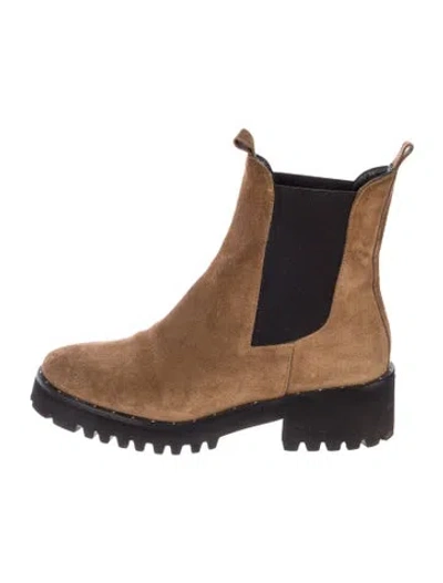Pre-owned Freda Salvador Suede Studded Accents Chelsea Boots In Black/brown