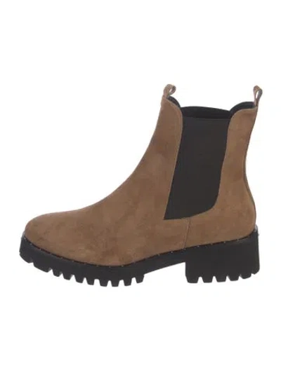 Pre-owned Freda Salvador Suede Studded Accents Chelsea Boots In Brown